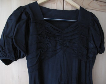 1930s Black Taffeta Evening Dress
