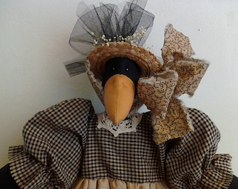 Handmade, Primitive, Crow, Doll,