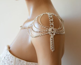 Wedding Rhinestone Jewelry, Wedding Dress Shoulder, Wedding Dress Accessory, Bridal Shoulder, Shoulder Necklace, Wedding Accessory