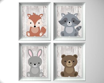 Woodland Nursery Art - Woodland Nursery Decor - Woodland Animals Nursery Wall Art - Woodland Art Nursery Prints - Forest Animals