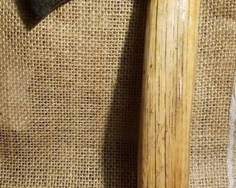 Antique 1870's hatchet or belt axe head. Blacksmith made and marked.Local to central Maine. Haft is original, beautiful... and now mounted!
