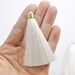 10pcs White Silk Thread Tassel Pendant with Raw brass Cap Jewelry Supplies,tassel for earring or necklace charm -- 75mm