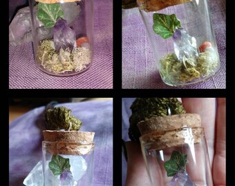 Enchanting fairy garden terrarium necklace