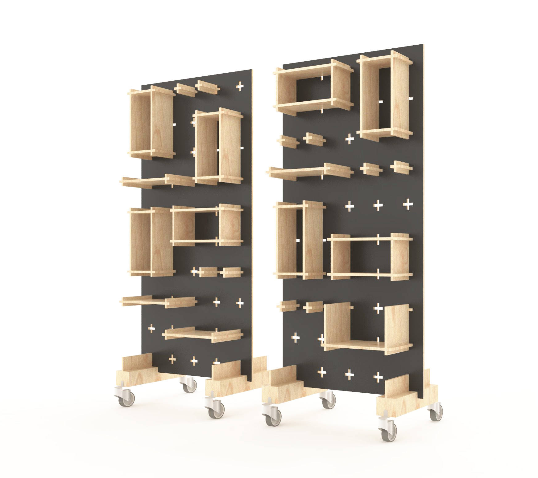 Display stand Modern Plywood Wall Peg Display Shelf Open