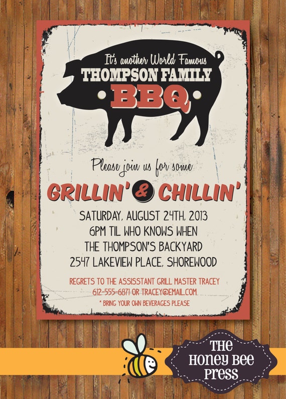back yard bbq party invitation pig roast memorial day labor day invitation wording