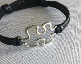 Autism bracelet,Dad bracelet, Gift for Him, jewelry ,Cuff bracelet,Friendship bracelet,Leather jewelry,Autism jewelry,Mens bracelet