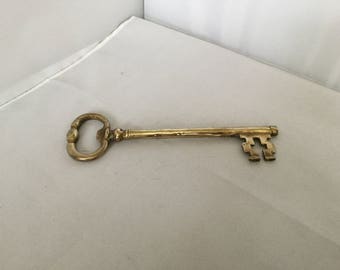 Brass door key bottle opener , brass key , old brass key , large brass key bottle opener , vintage style key , brass decoration , key