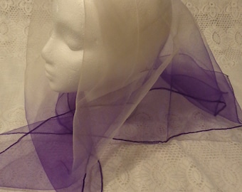 Vintage Purple & White Chiffon Scarf