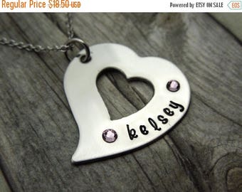Holiday Sale Heart mothers necklace with birthstones, personalized mothers gift