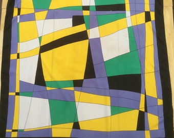 Vintage Scarf Headscarf By Alexon Bold Bright Colour Psychedelic Geometric c 1980s