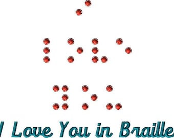 I love you In Braille, braille font, Any message in Braille, seeing impared gifts, Embroidery in Braille, gifts for the blind