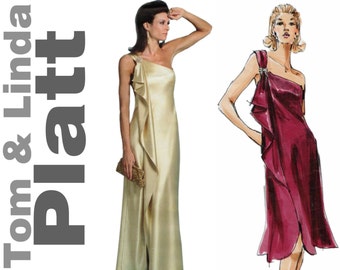 Tom and Linda Platt One Shoulder Dress VOGUE V2881 sz 12-16 b 34-38 UNCUT Designer Dress Bridesmaid Dress Evening Gown Red Carpet Dress