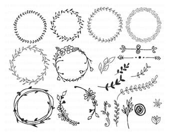 INSTANT DOWNLOAD - Leaf Circle Monogram Svg, Svg Files for Cricut Christmas, Leaves Wreath, Leaf Wreath Svg,Svg Bundles, Svg Designs