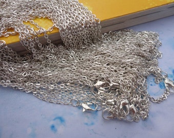 10pcs 2.0mm 24 inch silver plated chain necklace with lobster clasp