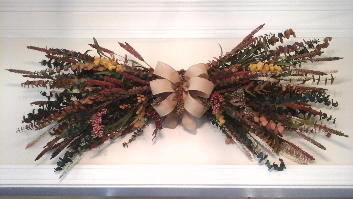 Wall Swag Rustic Country Dry Floral Swag SHIPPING INCLUDED