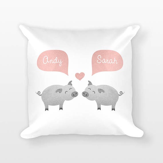 PIG Pillow, Animal Couple Pillow, Personalized Pillow, Couples Gift for Couple, Love Pillow, Custom Throw Pillow, Decorative Pillow for Bed