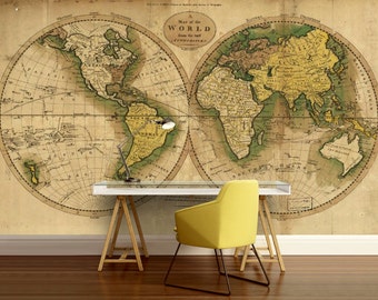 world map wallpaper old map wall mural vintage old map mural self