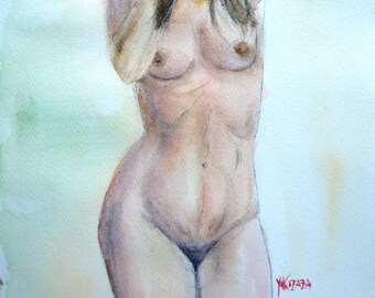 watercolor of a nude woman (fabriano paper)
