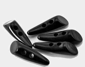 Set of 2 black horn buttons with 5 cm