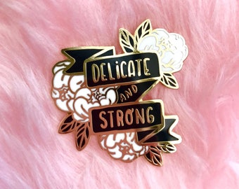 Delicate & Strong hard enamel lapel pin - White and Black