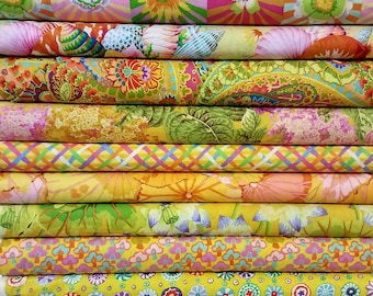 Kaffe Fassett Fabric Bundle - Yellow colorway 12 different fabrics