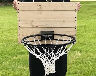 Rustic Basketball Hoop and Backboard Indoor -Full Size 18" Hoop- Basketball Hoop for Playroom/Man Cave/ Kids Room/ Den
