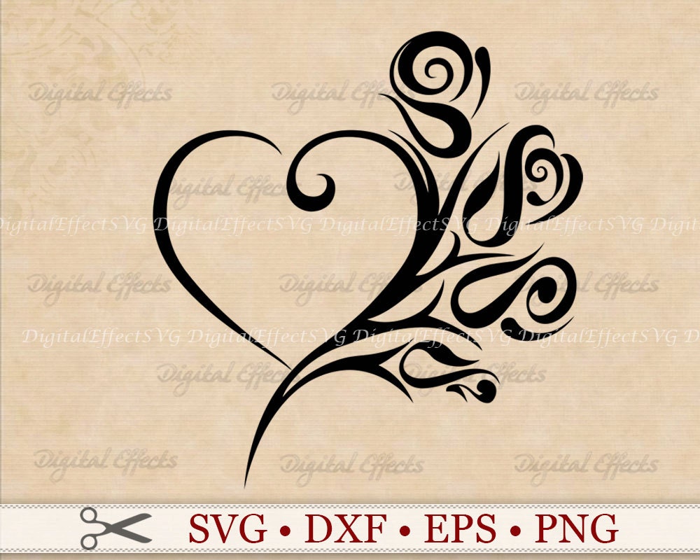 Download HEART ROSE SVG File Tribal Heart Svg Png Dfx Eps Heart