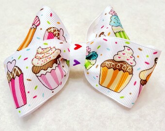 Girly Cupcake Sprinkle Hair Bow