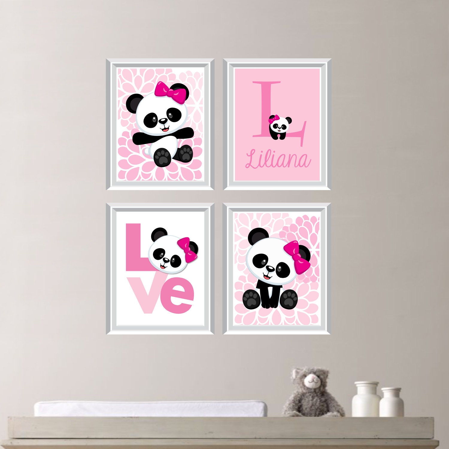 Baby Girl Nursery Art Print Panda Bear Nursery Prints
