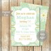 Printable Custom Birthday Invitation - Mint Gold Theme - Girl Custom Birthday Invitation - Dandelion Invitation - Any Age - Mint Flower