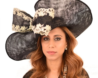Black & Gold Hat for Kentucky Derby, Weddings