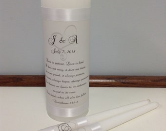 Wedding Unity Candle Set Love is Patient with heart