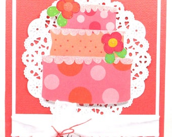 Birthday card, birthday card for her, birthday cake card, girls birthday card, feminine birthday card, personalized card