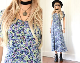 90s Floral Dress 90s Grunge Dress Floral Maxi Dress Long Floral Dress 90s Dress Floral Dress Vintage 90s Clothing Vintage Floral Dress XS S