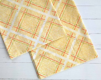 Vintage Pillowcase Set / Yellow Orange Stripe / Vintage Linens / Vintage Bedding