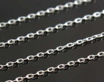 Sterling Chain by the Foot - Drawn Flat Cable Chain 2mm x 1mm - Select Lengths to 3 feet