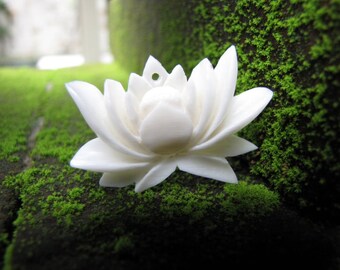 Eternity Lotus Carved Bone Pendant Bead