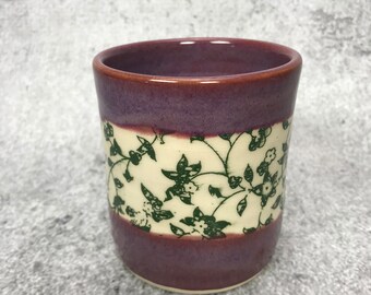 Purple and green Tumbler - small cup - handheld cup - transfer cup - pottery - ceramic tumbler