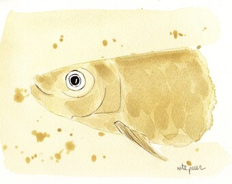 Yellow sardine. Original watercolor