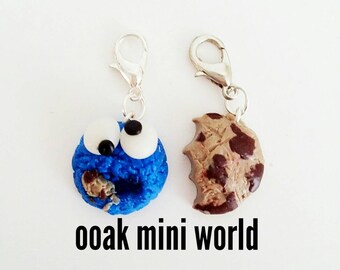 Polymer clay cookie monster bff charms