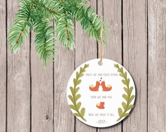 Christmas Ornament Baby's First Christmas, Baby's First Christmas Ornament, Fox Ornament, Baby Shower Gift, Ornament First Christmas Baby