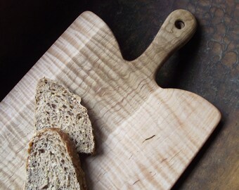Maple Cutting Board with Handle, Handmade Wood Breadboard, Rustic Serving Board, Farmhouse Kitchen Cutting Board, Cheese Board