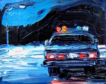 Faces of the City XLVII - 20x20 police car Lustre print reproduction by Aja ebsq