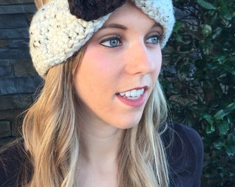 Crocheted Ear Warmer with Bow
