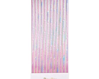 Pink Foil Paper Straws, Iridescent Pink Straws, Meri Meri, Christmas Party Supplies, Party Decor, Bar Cart, Wedding Supplies, Pastel Pink