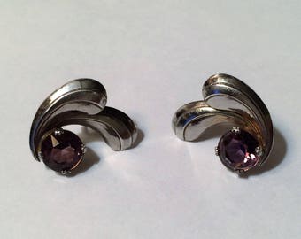 Vintage Faceted Amethyst Post Earrings