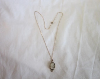 Antique Gold Filled & Mother of Pearl Cameo Pendant and Gold Filled Chain Necklace