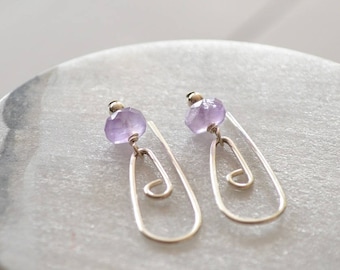 Amethyst Earrings, Amethyst Jewellery, Sterling Silver Earring, Artisan Earrings