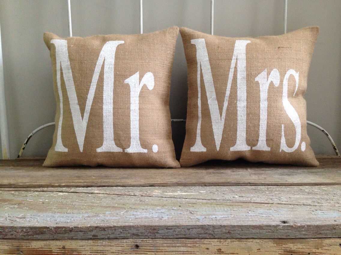 Burlap Pillows 'Mr. & Mrs.' Burlap Pillows