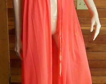 Vintage Lingerie 1960s TEXSHEEN by Russell Newman Peach Size 34 Peignoir or Robe